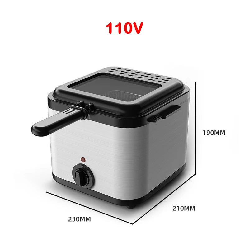 Friteuse électrique 2,5 L, à huile, thermostat réglable, machine à frire,