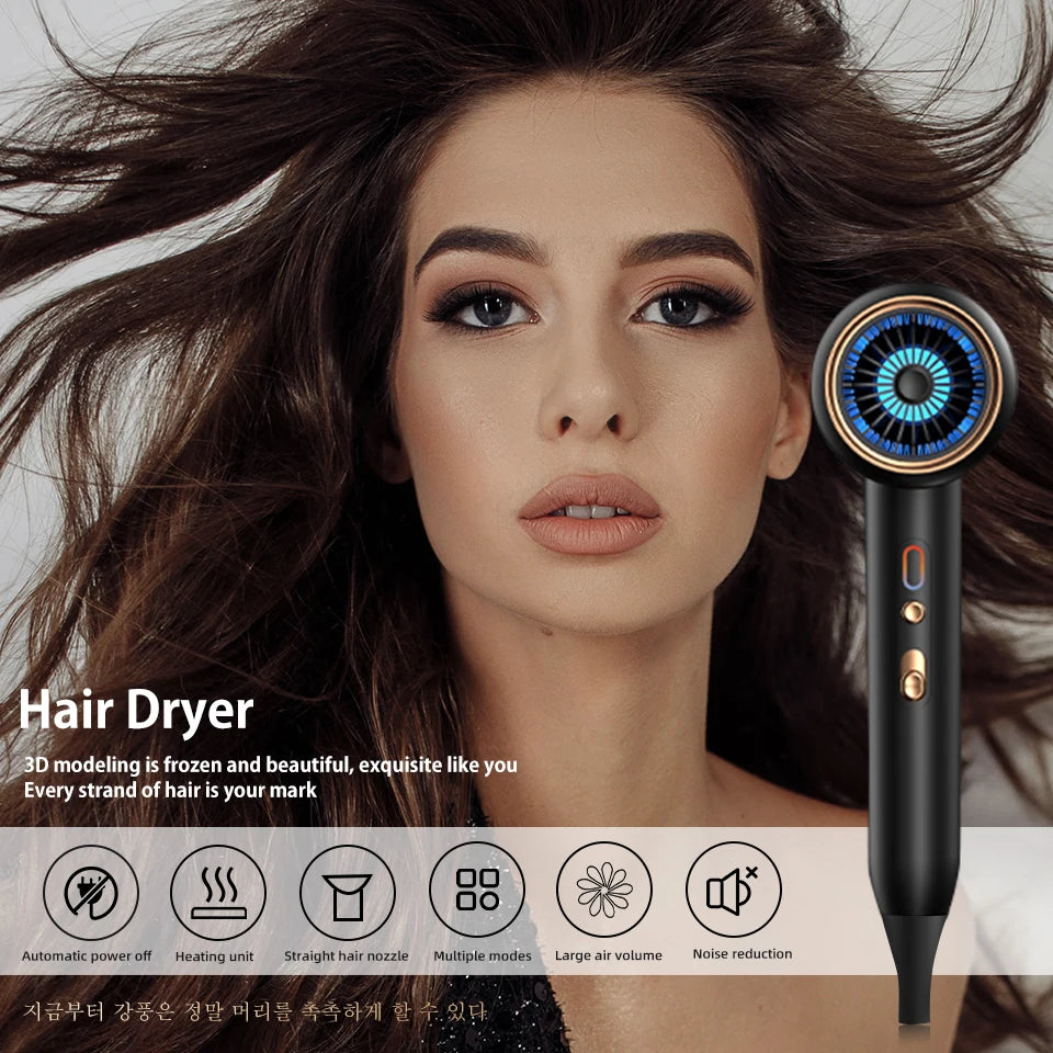 Sèche-cheveux ionique professionnel 2400 W, véritables sèche-cheveux ioniques, 3 températures, 2 vitesses, sèche-cheveux ionique avec concentrateur et diffuseur