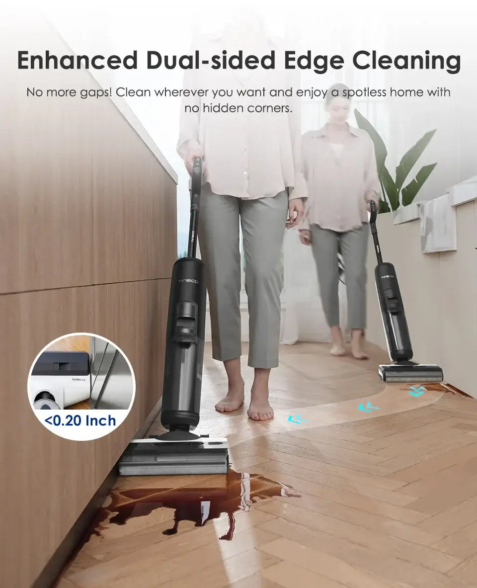 Tineco Floor One S6 Aspirateur sec et humide sans fil, lave-sol, balai, tout-en-un pour sols durs, nettoyage des bords double face par LED