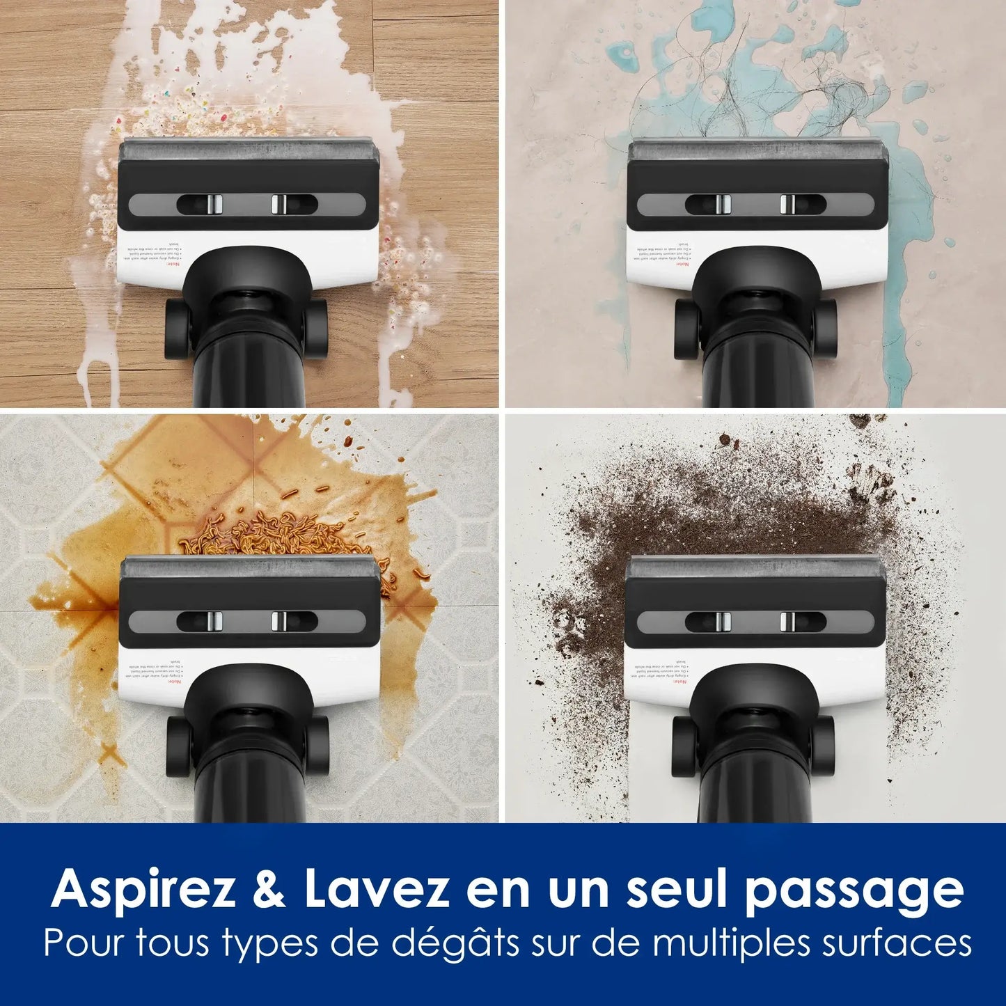 Tineco Floor One S6 Aspirateur sec et humide sans fil, lave-sol, balai, tout-en-un pour sols durs, nettoyage des bords double face par LED