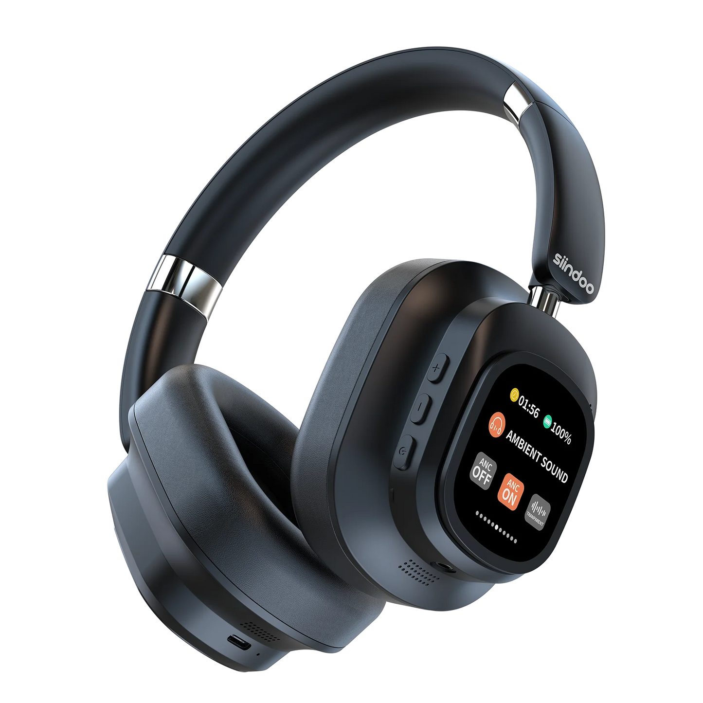 Casque hybride sans fil Siindoo JH-ANC930Plus, réduction active du bruit, avec écran LED tactile multi-magnétique