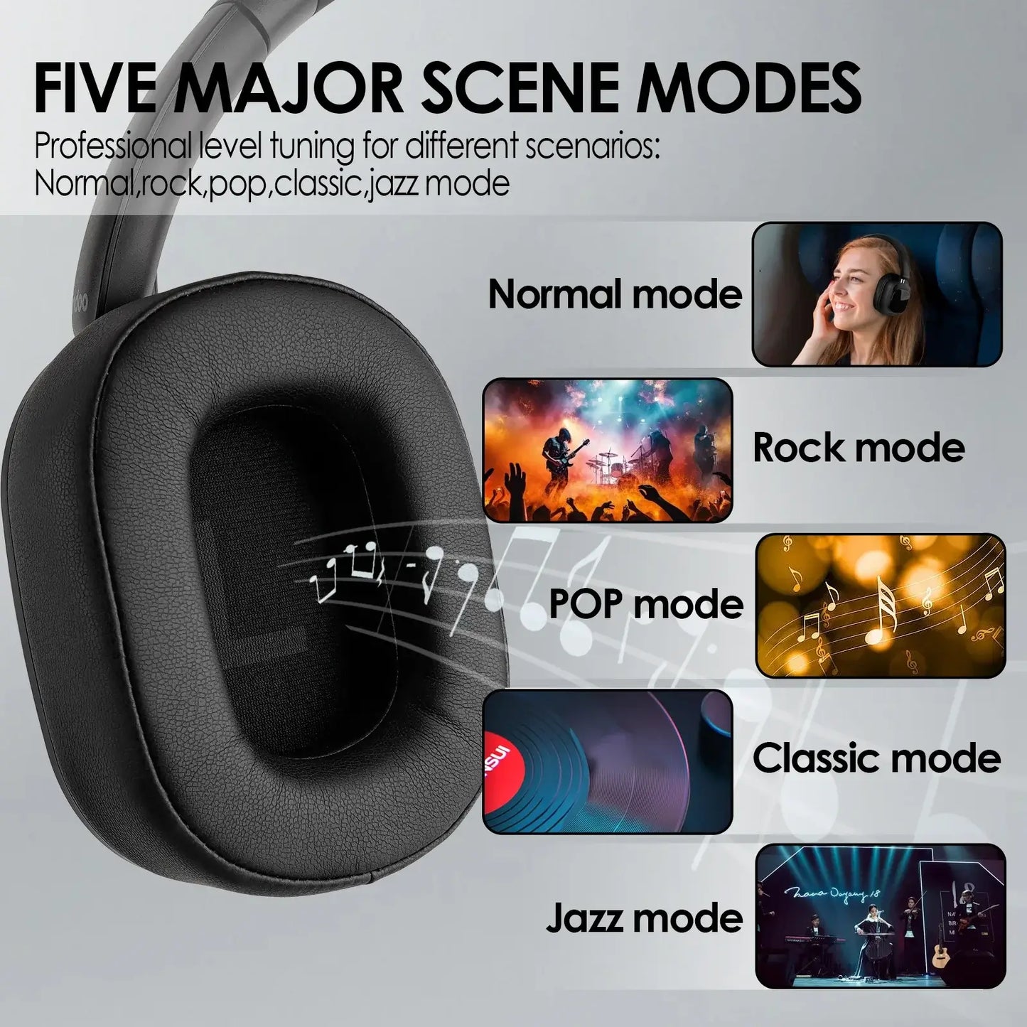 Casque hybride sans fil Siindoo JH-ANC930Plus, réduction active du bruit, avec écran LED tactile multi-magnétique