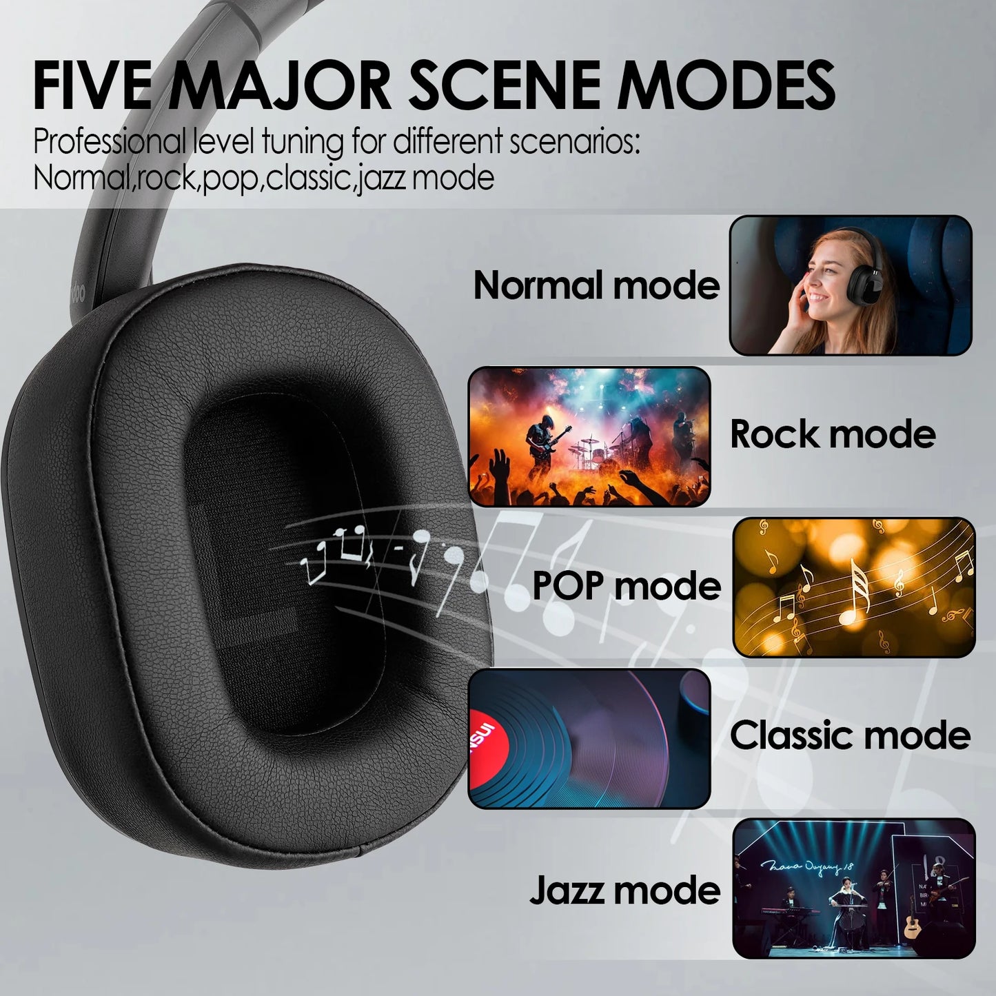 Casque hybride sans fil Siindoo JH-ANC930Plus, réduction active du bruit, avec écran LED tactile multi-magnétique