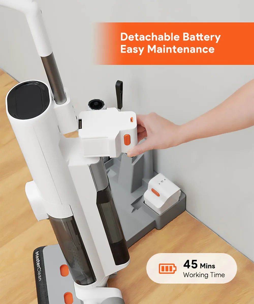 Ultenic AC1 Cordless Wet Dry Vacuum Cleaner 15KPa Suction, 2L Water Tanks Dual Edge Cleaning 45min Runtime Smart LED