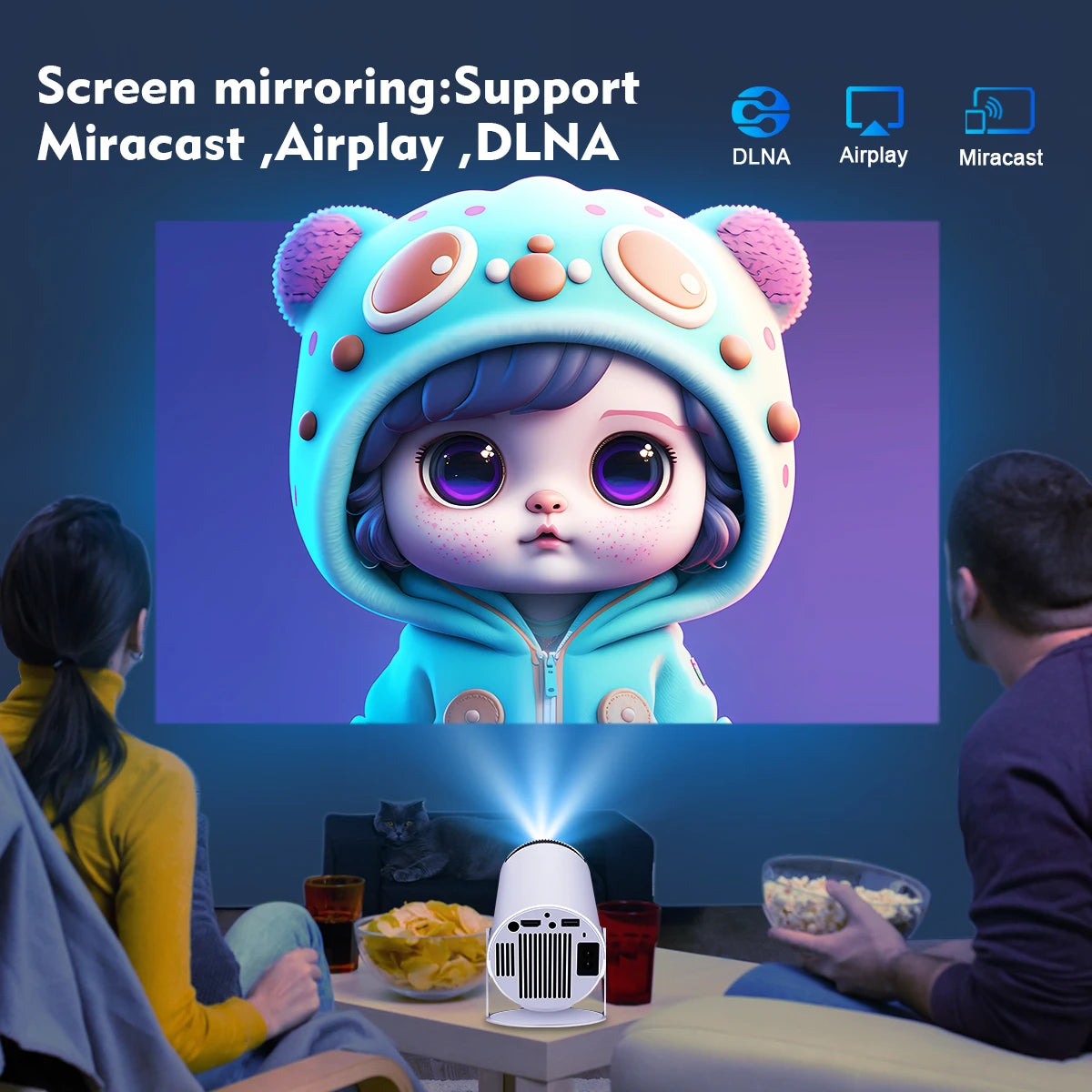Projecteur Magcubic Android 11 4K 1280*720P HY300 Double Wifi 260ANSI 180°flexible BT5.0 Cinéma Extérieur Portable Projecteur HY300 Pro