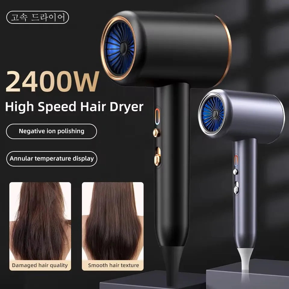 Sèche-cheveux ionique professionnel 2400 W, véritables sèche-cheveux ioniques, 3 températures, 2 vitesses, sèche-cheveux ionique avec concentrateur et diffuseur