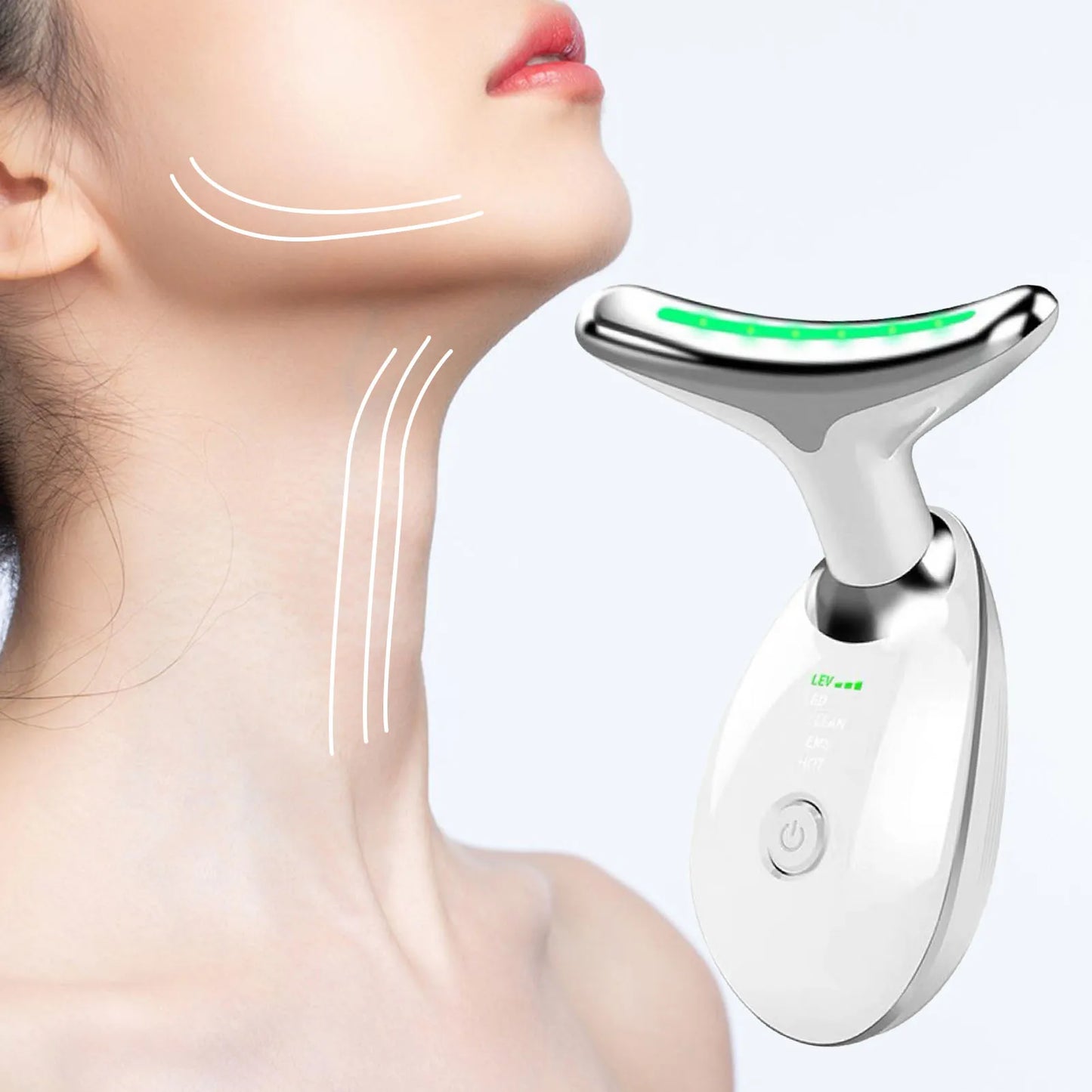 Appareil Anti Rides Visage, Smart LED Massage Visage, 3 Modes cou Appareil de Raffermissement du Visage, 45°C Gua Sha Électrique Appareil de Massage du Visage, Raffermissement et Lifting