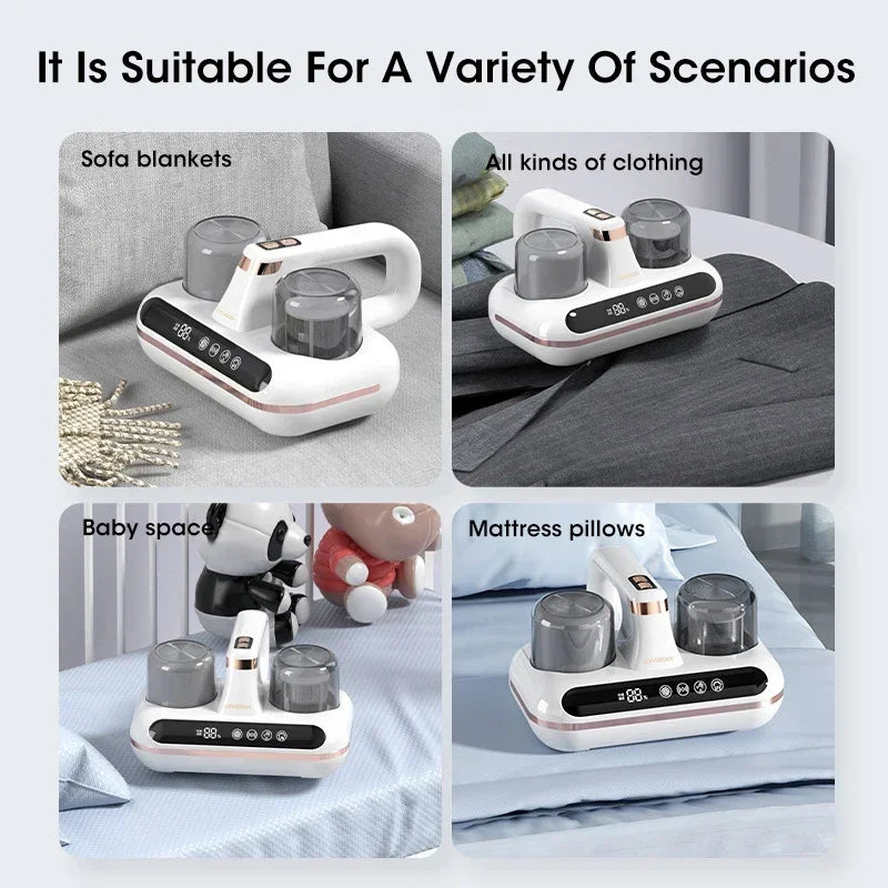 Aspirateur de matelas sans fil Aspirateur de poussière de lit UV-C portatif sans fil Nettoyage en profondeur Spécialiste du canapé Aspiration puissante de 10 Kpa