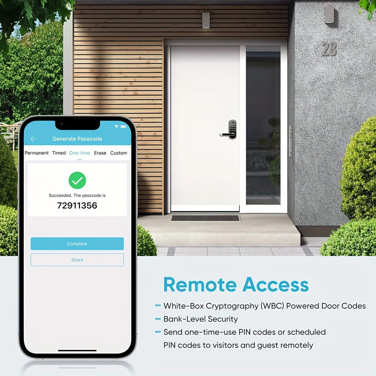 Serrure Intelligente avec Clavier Numérique, Empreinte Digitale et Application pour Smartphone, deux cartes passe, Deux Clés de Secours Incluses