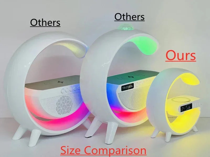 Mashin Haut-Parleur avec lumières,Haut-Parleur sans Fil Lumineux en G | Minuterie réveil Chargeur support Couleur Changeante sans Fil LED Lampe Musique pour l'extérieur