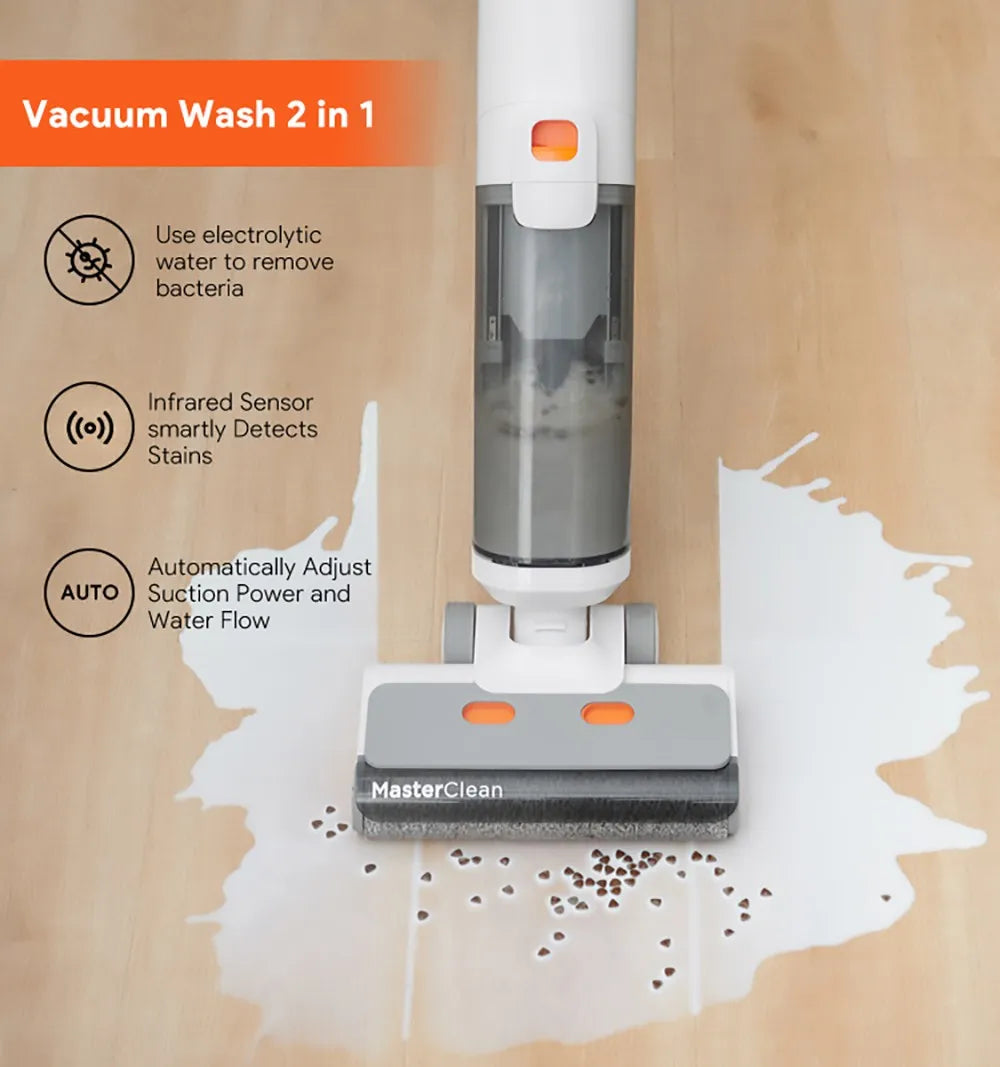 Ultenic AC1 Cordless Wet Dry Vacuum Cleaner 15KPa Suction, 2L Water Tanks Dual Edge Cleaning 45min Runtime Smart LED