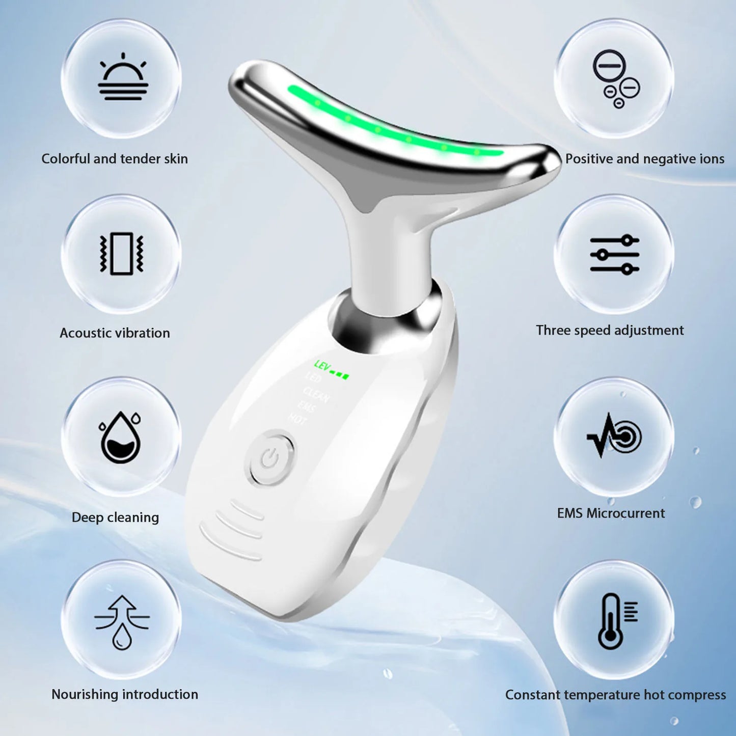 Appareil Anti Rides Visage, Smart LED Massage Visage, 3 Modes cou Appareil de Raffermissement du Visage, 45°C Gua Sha Électrique Appareil de Massage du Visage, Raffermissement et Lifting