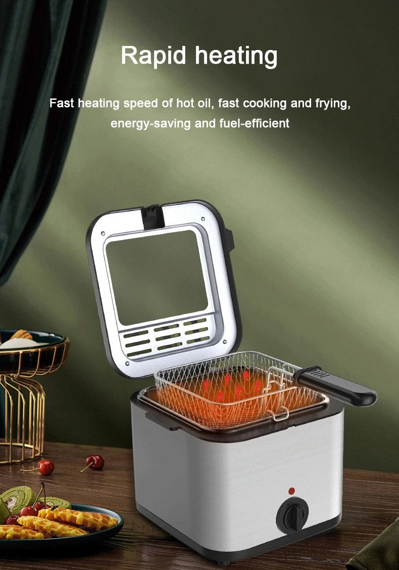 Friteuse électrique 2,5 L, à huile, thermostat réglable, machine à frire,