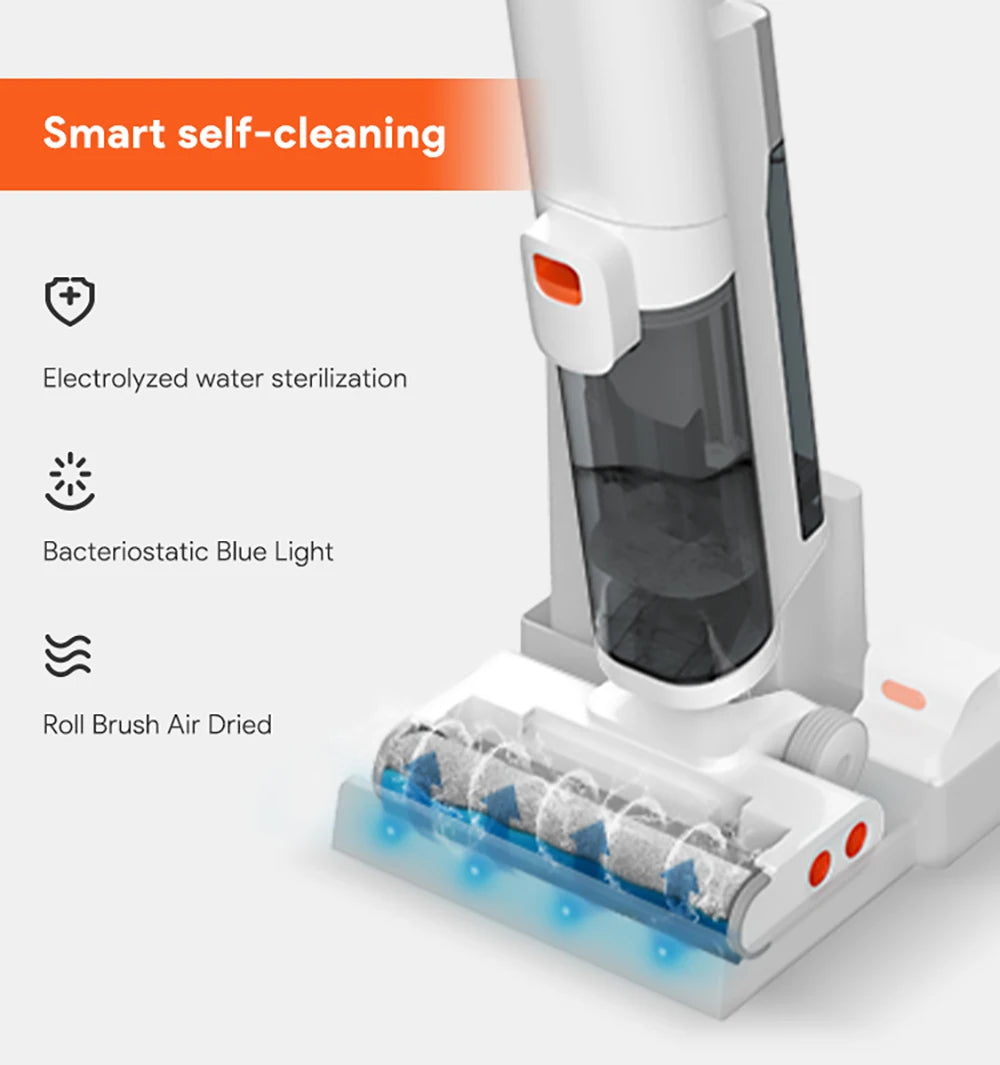 Ultenic AC1 Cordless Wet Dry Vacuum Cleaner 15KPa Suction, 2L Water Tanks Dual Edge Cleaning 45min Runtime Smart LED