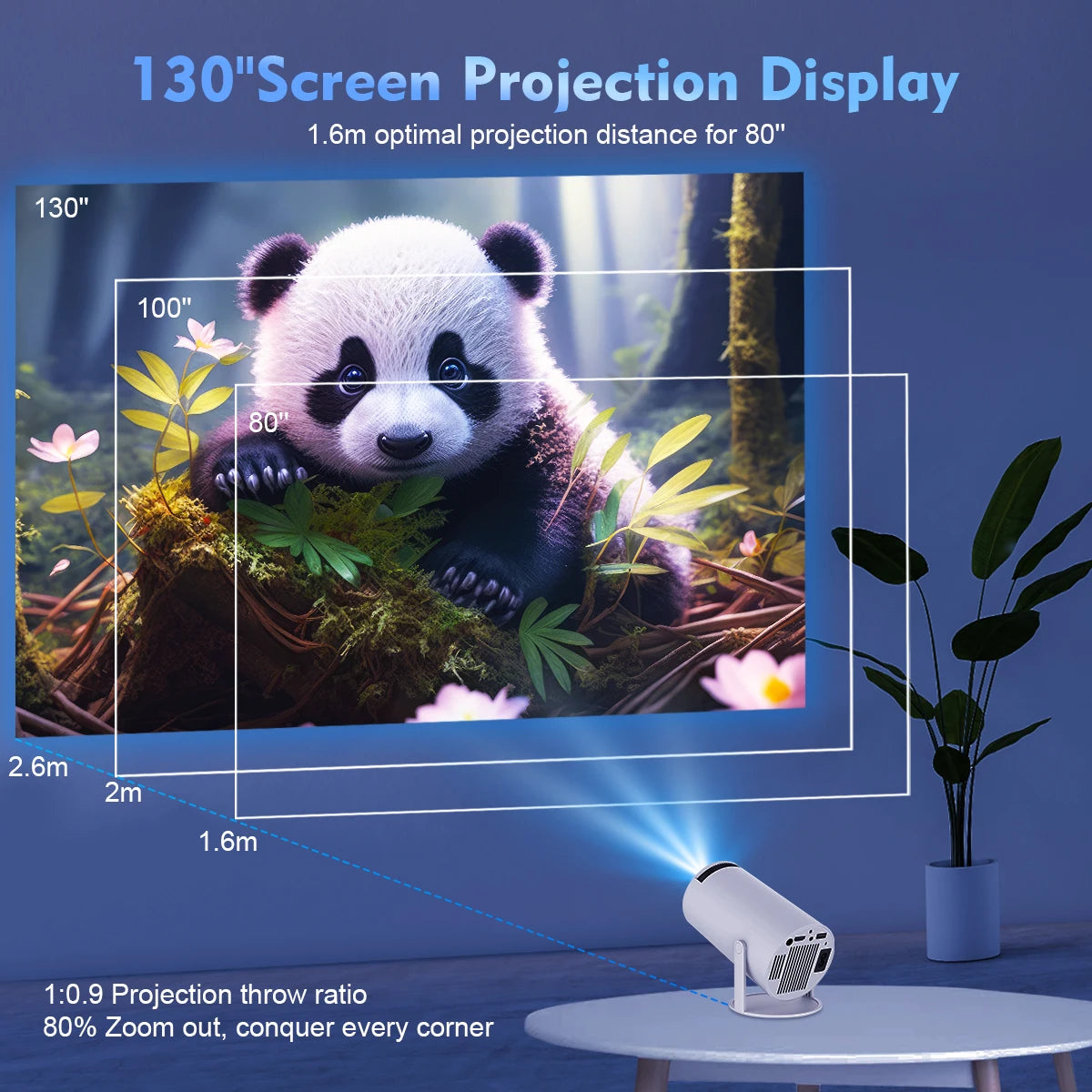 Projecteur Magcubic Android 11 4K 1280*720P HY300 Double Wifi 260ANSI 180°flexible BT5.0 Cinéma Extérieur Portable Projecteur HY300 Pro