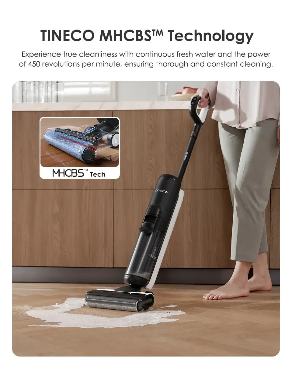 Tineco Floor One S6 Aspirateur sec et humide sans fil, lave-sol, balai, tout-en-un pour sols durs, nettoyage des bords double face par LED