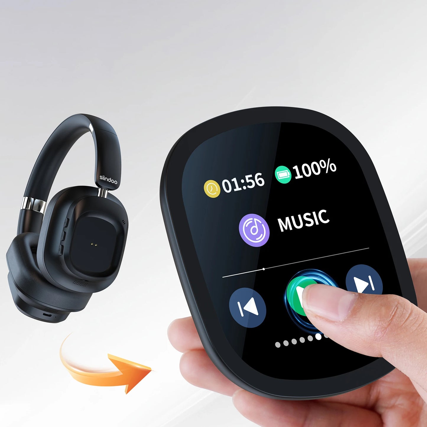 Casque hybride sans fil Siindoo JH-ANC930Plus, réduction active du bruit, avec écran LED tactile multi-magnétique