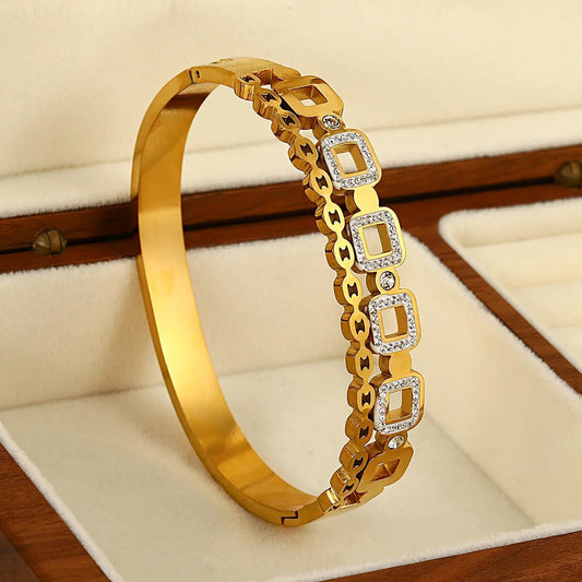 Bracelets pour femme acier inoxydable FLASHBUY nouveau cristal incrusté Zircon