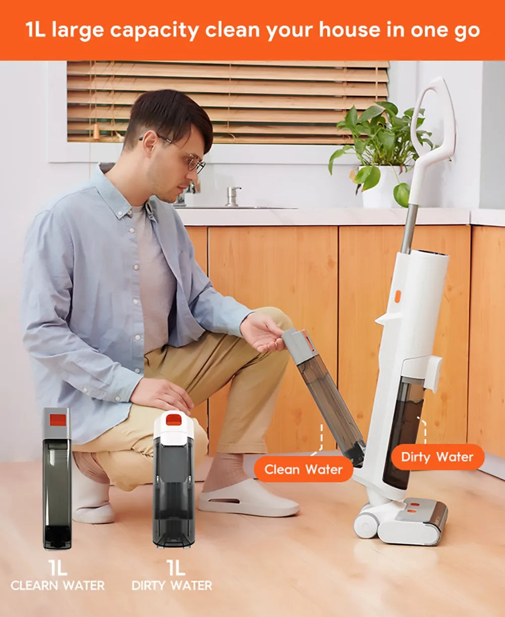 Ultenic AC1 Cordless Wet Dry Vacuum Cleaner 15KPa Suction, 2L Water Tanks Dual Edge Cleaning 45min Runtime Smart LED