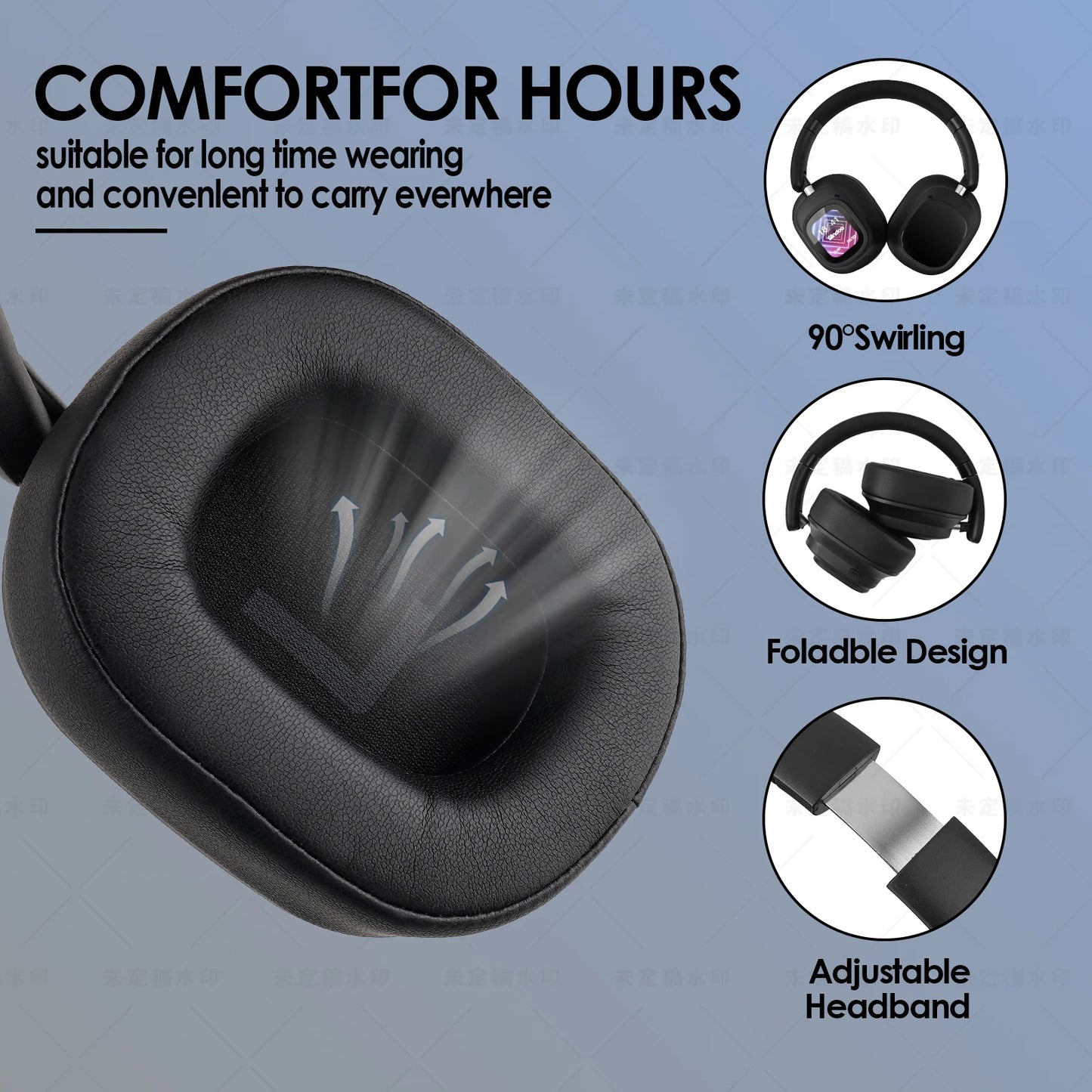 Casque hybride sans fil Siindoo JH-ANC930Plus, réduction active du bruit, avec écran LED tactile multi-magnétique