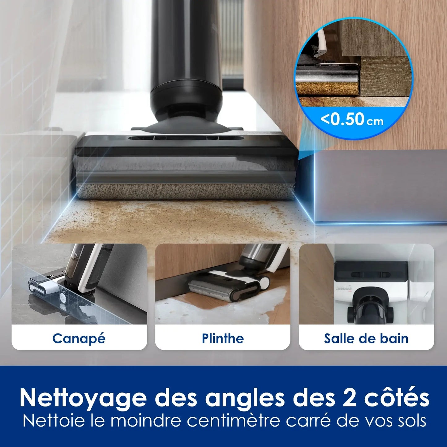 Tineco Floor One S6 Aspirateur sec et humide sans fil, lave-sol, balai, tout-en-un pour sols durs, nettoyage des bords double face par LED