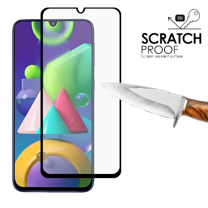 verre trempé 4-en-1 pour Samsung Galaxy A30 avec lentille en verre