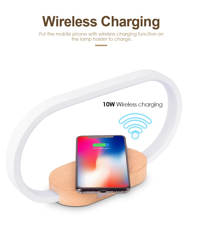 Chargeur sans fil de décoration de table avec veilleuse et horloge Chargeur de téléphone rapide pour tout téléphone à  chargement sans fil