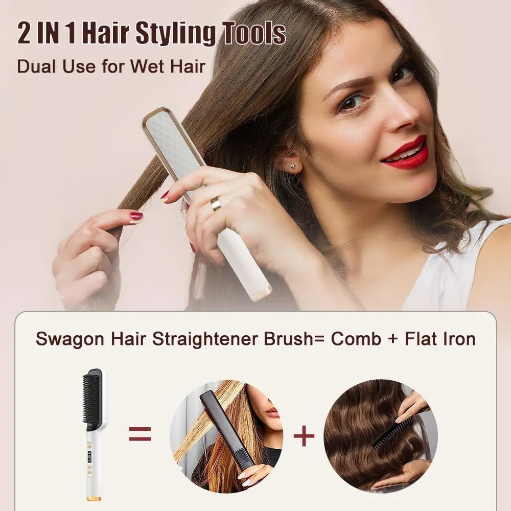 nouveau Pro brosse à lisser les cheveux à ions négatifs brosse à lisser et bouclés les cheveux haute température