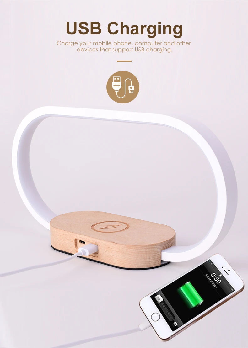 Chargeur sans fil de décoration de table avec veilleuse et horloge Chargeur de téléphone rapide pour tout téléphone à  chargement sans fil