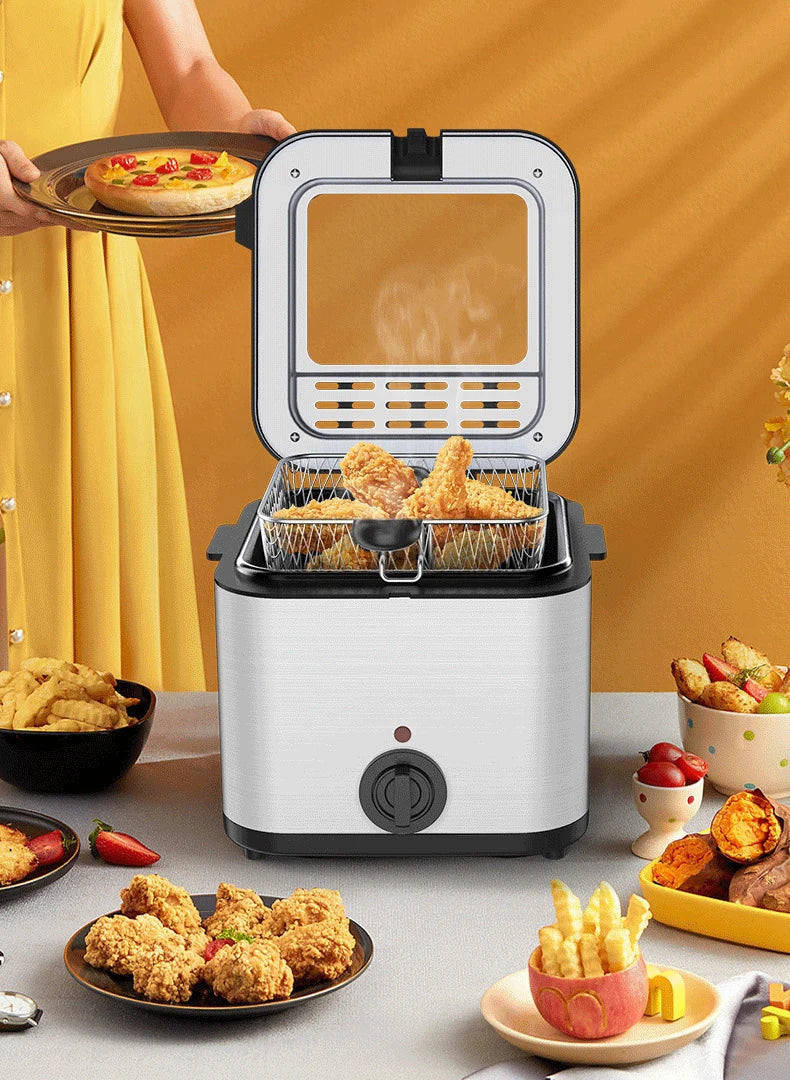 Friteuse électrique 2,5 L, à huile, thermostat réglable, machine à frire,