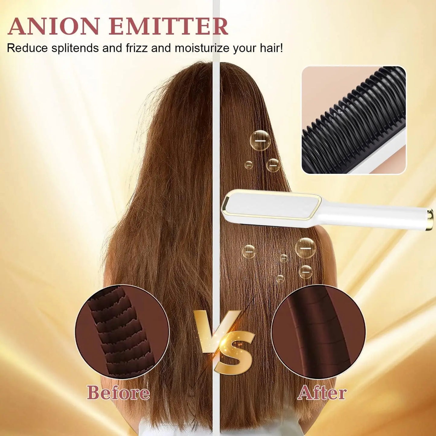 nouveau Pro brosse à lisser les cheveux à ions négatifs brosse à lisser et bouclés les cheveux haute température