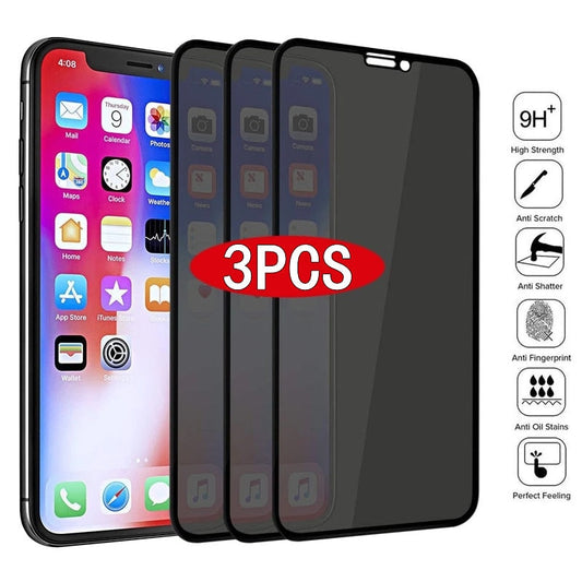 Meilleur verre trempé protecteur d'écran anti-espion de confidentialité complète  3 pièces pour IPhone 6, 6S, 6S Plus