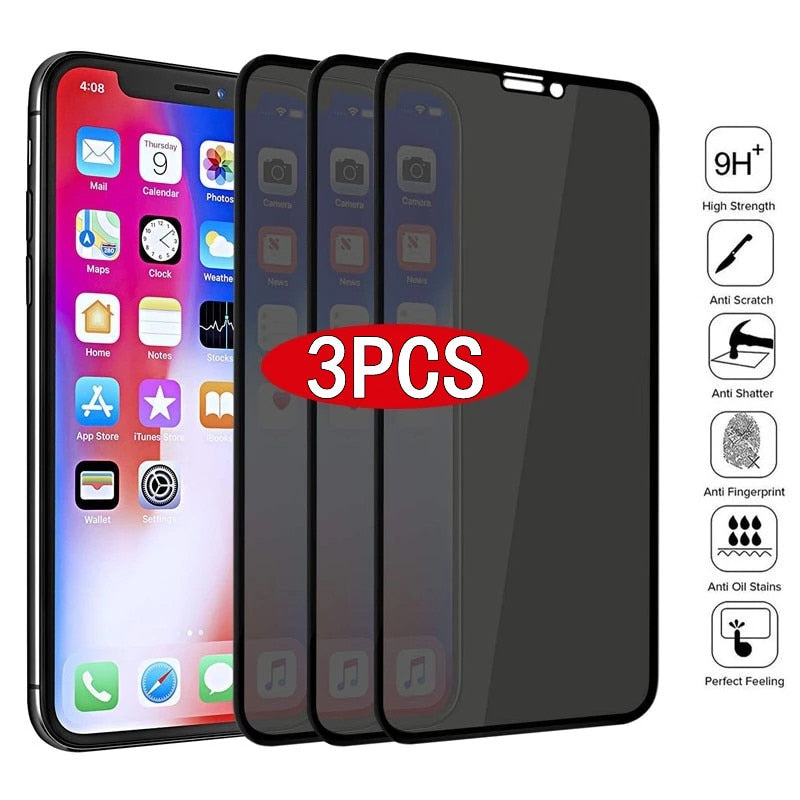 Meilleur verre trempé protecteur d'écran anti-espion de confidentialité complète  3 pièces pour IPhone 7, 8, 7 Plus, 8 Plus