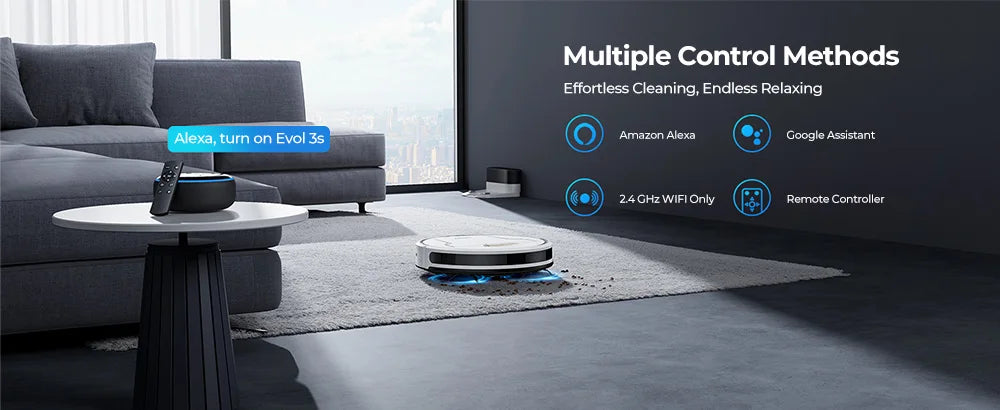 Laresar Clean Robot Aspirador y Fregasuelos, 4000Pa Aspirador Robot, Robot Limpieza Automática 3 en 1, Batería de Larga Duración, Compatible con Alexa/WiFi/App,para Pelo de Mascotas,Piso (Evol 3s)