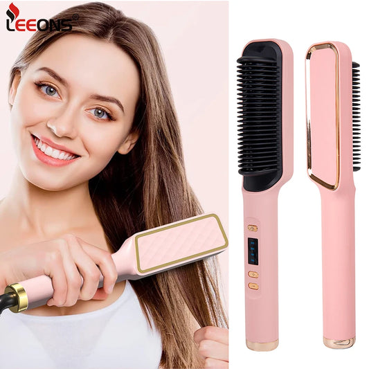 nouveau Pro brosse à lisser les cheveux à ions négatifs brosse à lisser et bouclés les cheveux haute température