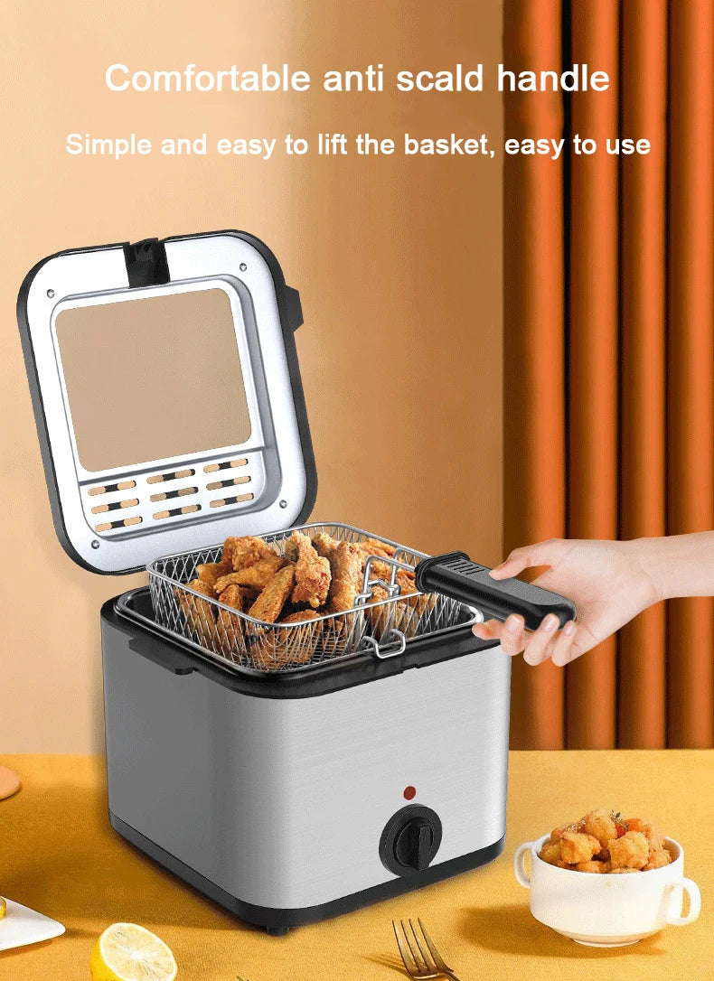 Friteuse électrique 2,5 L, à huile, thermostat réglable, machine à frire,