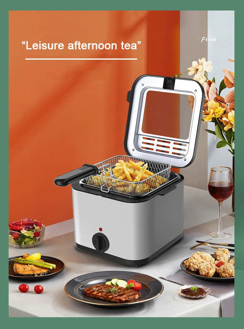 Friteuse électrique 2,5 L, à huile, thermostat réglable, machine à frire,