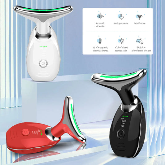 Appareil Anti Rides Visage, Smart LED Massage Visage, 3 Modes cou Appareil de Raffermissement du Visage, 45°C Gua Sha Électrique Appareil de Massage du Visage, Raffermissement et Lifting