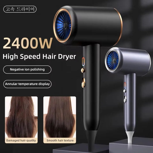 Sèche-cheveux ionique professionnel 2400 W, véritables sèche-cheveux ioniques, 3 températures, 2 vitesses, sèche-cheveux ionique avec concentrateur et diffuseur