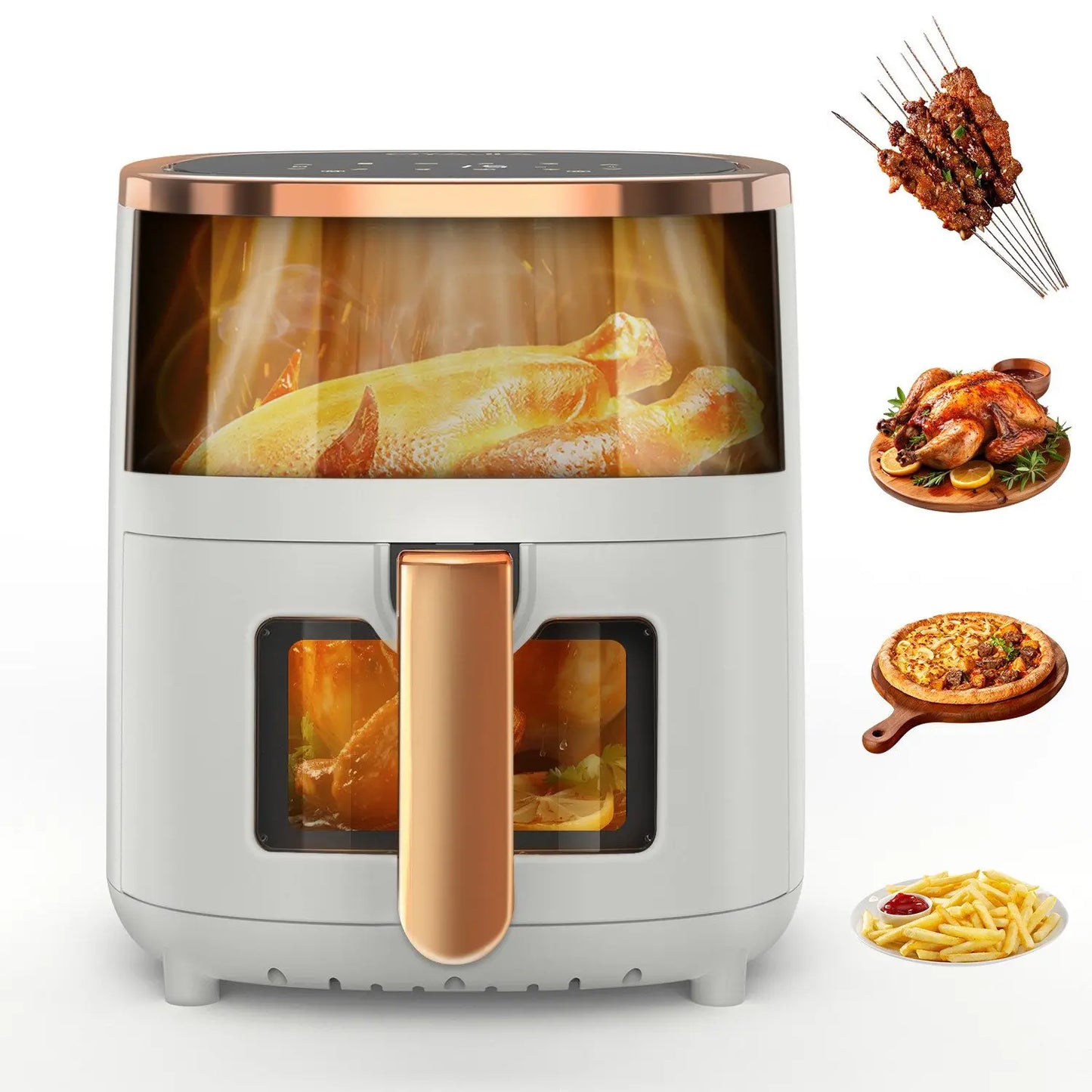 Airfryer , Friteuse à air multifonction 1800 W 6 L avec hublot, 8 modes de cuisson, affichage numérique et minuterie
