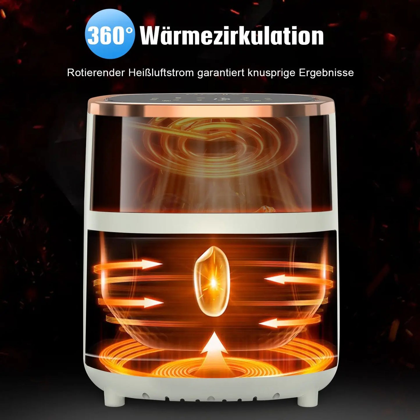 Airfryer , Friteuse à air multifonction 1800 W 6 L avec hublot, 8 modes de cuisson, affichage numérique et minuterie