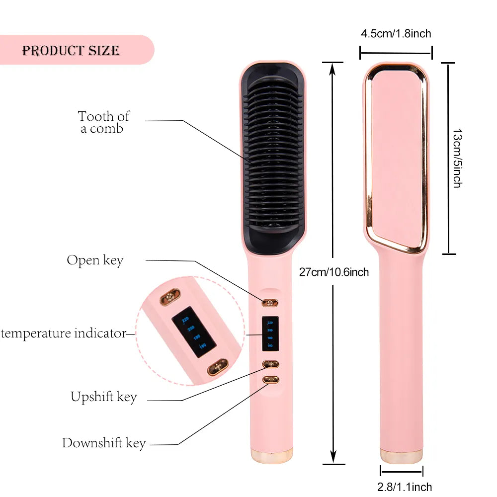 nouveau Pro brosse à lisser les cheveux à ions négatifs brosse à lisser et bouclés les cheveux haute température