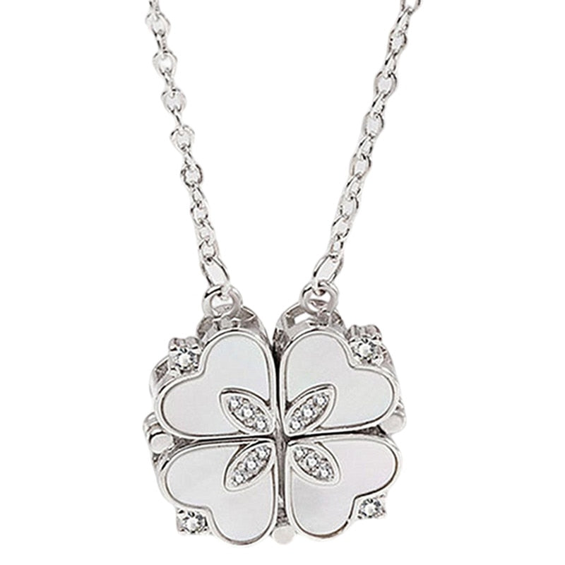 collier Rétro magnétique pliant en forme de coeur trèfle à quatre feuilles 5 style différent