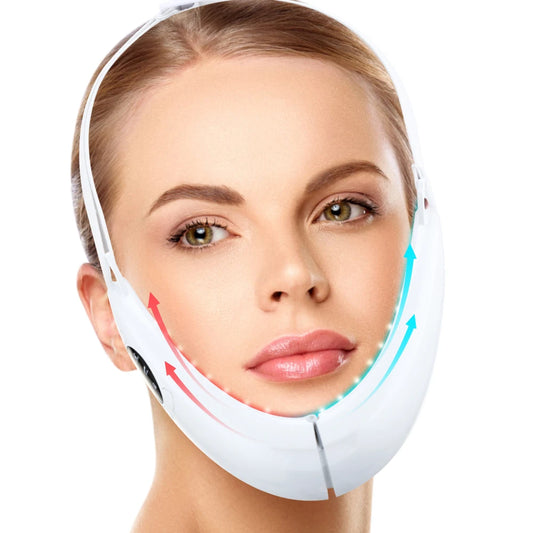 Appareil Amincissant pour Le Visage, Machine De Réduction du Double Menton avec Écran D'affichage, 5 Modes Et 8 Niveaux D'intensité, Longueur Réglable Et Éclaircissement, Adapté Aux Bureaux