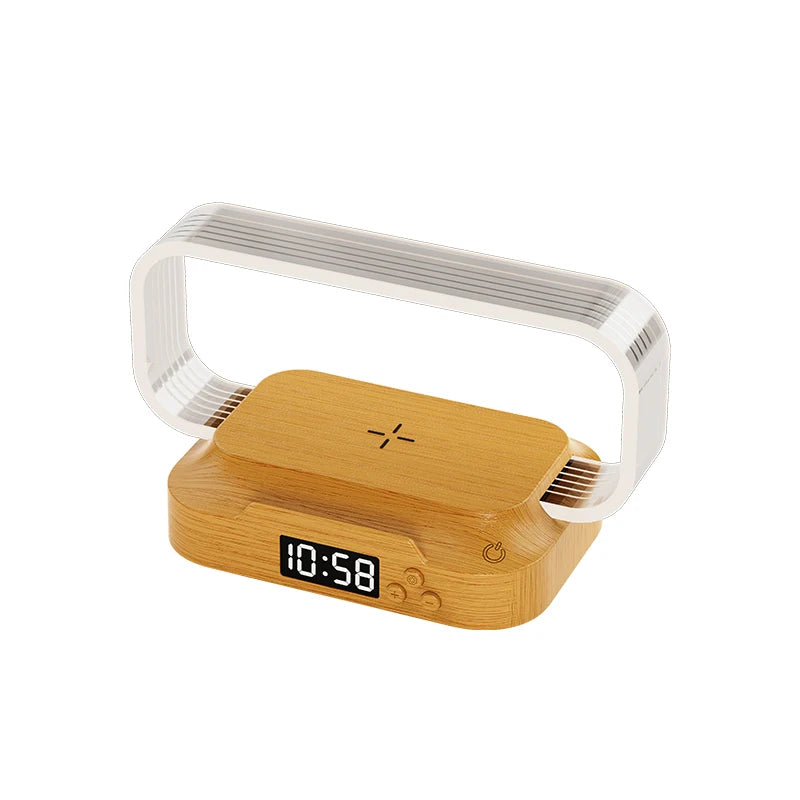 Chargeur sans fil de décoration de table avec veilleuse et horloge Chargeur de téléphone rapide pour tout téléphone à  chargement sans fil