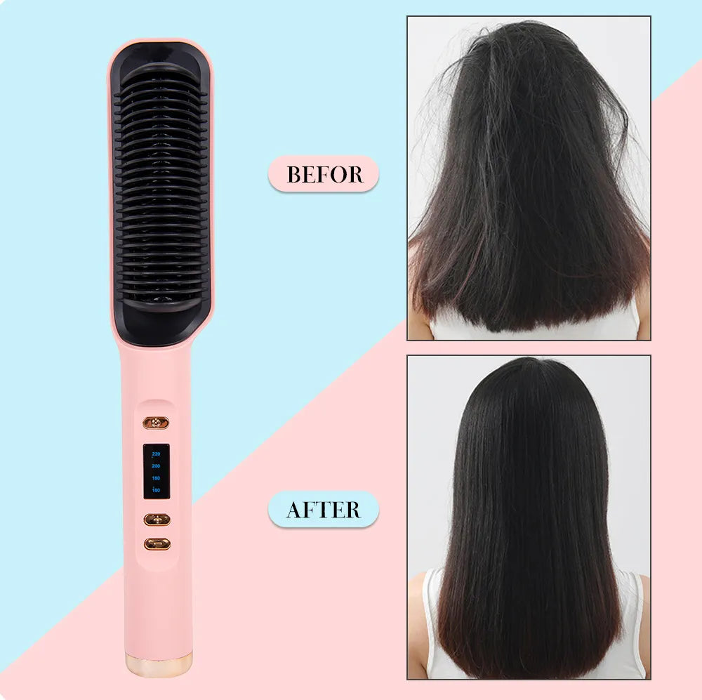 nouveau Pro brosse à lisser les cheveux à ions négatifs brosse à lisser et bouclés les cheveux haute température