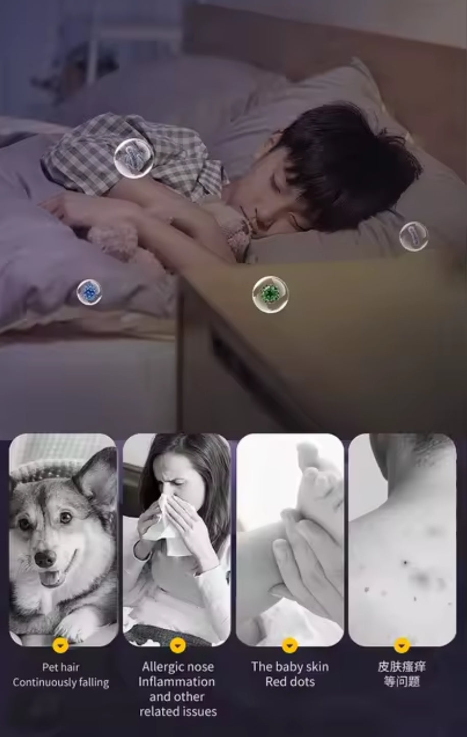 Aspirateur Anti-Acariens UV pour Matelas, puissant , sans Fil, Vibrant et Chauffant 70°C, Fonction Luminaire UV,