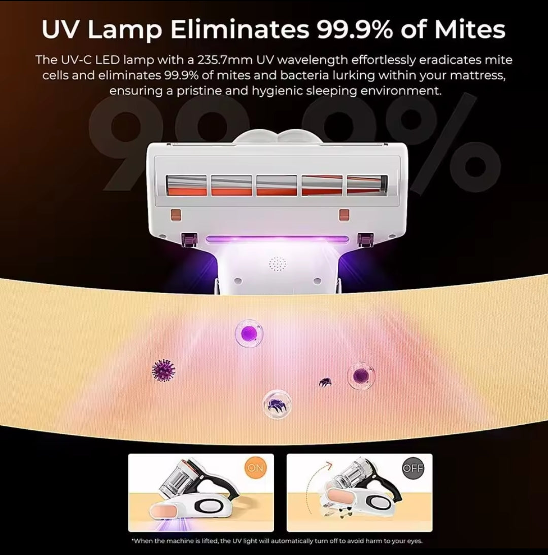 Aspirateur anti-acariens JIGOO J300, 500 W, intelligent, avec lumière UV, capteur d'acariens, affichage numérique intelligent, idéal pour les personnes allergiques, pour le nettoyage des matelas, lits et canapés.