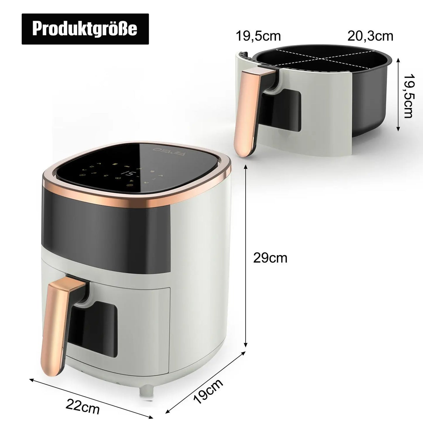 Airfryer , Friteuse à air multifonction 1800 W 6 L avec hublot, 8 modes de cuisson, affichage numérique et minuterie