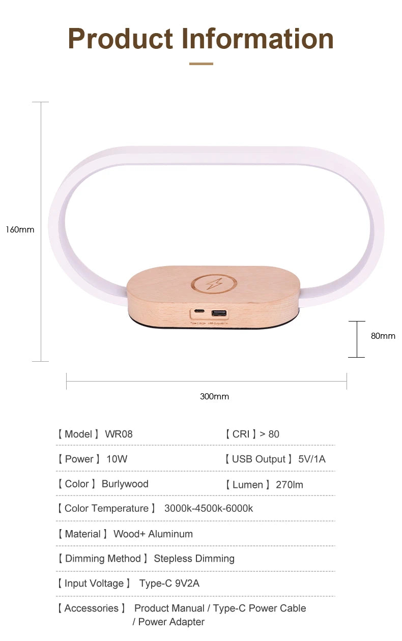 Chargeur sans fil de décoration de table avec veilleuse et horloge Chargeur de téléphone rapide pour tout téléphone à  chargement sans fil